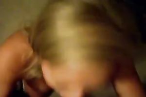 Cute blond chick acquires cum on her tongue and smiles