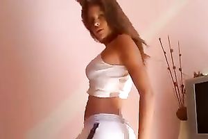 Homemade solo movie scene with me dancing in my hot shorts