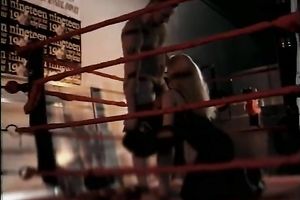 Hot blond amateur wife with fluffy hair copulates on the ring in front of public