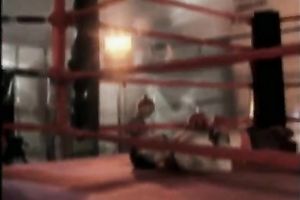Hot blond amateur wife with fluffy hair copulates on the ring in front of public