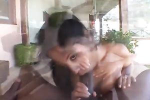 Salty Latina blows dick and gives titjob on a pov camera