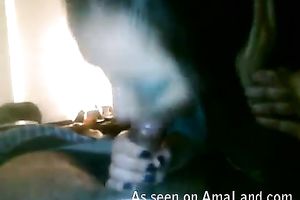 Naughty and hungry latin chick greedily engulfing my knob