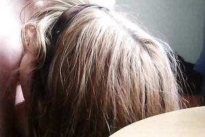 Amateur redhead harlot shows her ball-licking skills to her BF