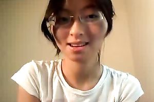 Nerdy Asian cam legal age teenager acquires undressed and masturbates