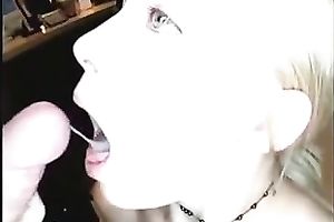 Bust blonde nympho sucks my dick until this babe acquires a facial