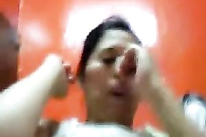Raven haired hoochie with well developed tits is engulfing my wang like insane