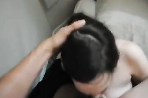 Big-breasted brunette sucks my shaft and enjoys it a lot