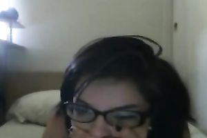 Cute brunette hair girlfriend craves to fuck on webcam in the dorm room