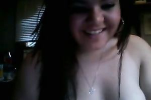 Webcam legal age teenager fattie sucks a sex-toy and masturbates her snatch with it