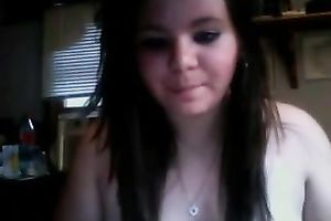 Webcam legal age teenager fattie sucks a sex-toy and masturbates her snatch with it