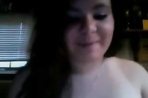 Webcam legal age teenager fattie sucks a sex-toy and masturbates her snatch with it