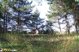 Raunchy lesbian babes are having an astonishing outdoor fuck session