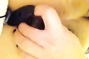 Pokes her soaked love tunnel with dido and finger bonks it at the same time