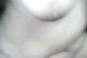 Hot non-professional girlfriend with large boobs masturbates on webcam