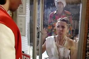 Goldlike golden-haired doxy takes a sticky ball batter on hed body