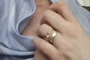 My cute brunette hair wifey shows her oral sex and cook jerking skills to me