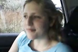 My GF lets me finger and fuck her pierced muff in a car