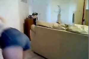 Salacious golden-haired legal age teenager disrobes on webcam and masturbates