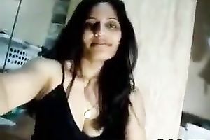 Sizzling Indian sweetheart with large love muffins is rubbing shaved cunt on web camera