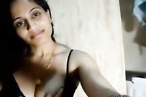 Sizzling Indian sweetheart with large love muffins is rubbing shaved cunt on web camera