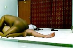 Brutish Indian man bangs his bulky butt wifie in a missionary position