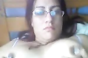 Colombian chubby black cock sluts lies on daybed and rubs her sexy tits