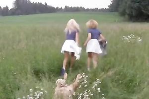 Horny and dirty swedish floozy gets stripped in the woods