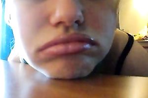 Beautiful golden-haired Romanian gf slurps on my shlong giving blow job