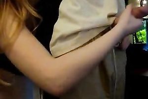 Beautiful golden-haired Romanian gf slurps on my shlong giving blow job