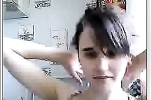 Webcam solo with a teen smokin' and flashing her bra buddies