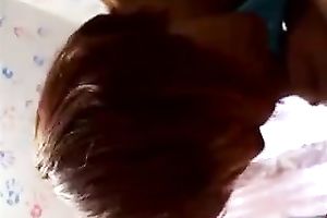 Redhead girlfriend plays with ejaculation in her face hole
