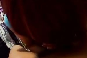 Redhead girlfriend plays with ejaculation in her face hole