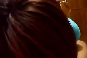 Redhead girlfriend plays with ejaculation in her face hole