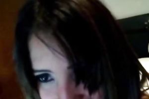 Super sexy dark brown with smooth wazoo and large tits in front of web livecam