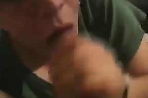 Blowing my boyfriend untill her creams up my chin with cum