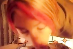 Nerdy dilettante amateur wife sucks her lover's weenie in sexy POV movie scene