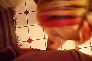 Nerdy dilettante amateur wife sucks her lover's weenie in sexy POV movie scene