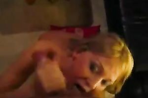 My golden-haired lover shows her blow job and tugjob skills