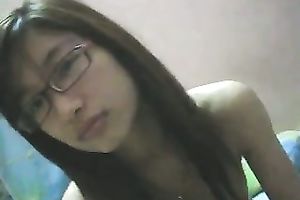A cute Asian nerdy girlfriend is also wonderful at sex on web camera