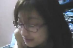 A cute Asian nerdy girlfriend is also wonderful at sex on web camera