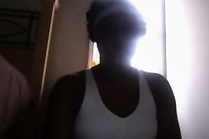 Tight and hot dark girl stripping and fucking herself with a sex tool