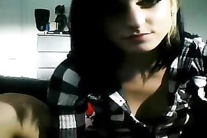 Fancy brunette hair honey flashes her recent boobies for me