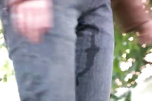 Nerdy girl Olga pees her panties in the street in public pissing clip