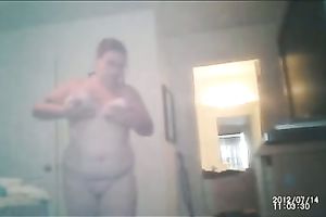 My bulky pleasing amateur wife getting clothed after showering