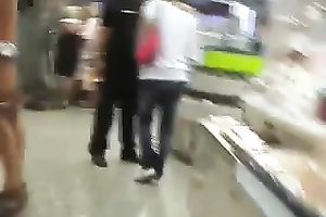 My perverted GF flashes her pierced cookie for the cam in a shop