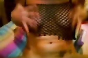 Skanky and wicked white girlfriend masturbating on livecam