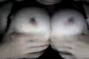 Outrageous rack of round white big boobs closeup on web camera