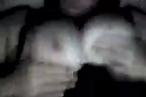 Outrageous rack of round white big boobs closeup on web camera