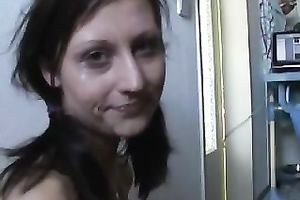 Pigtailed dark brown works on my ramrod and lets me cum on her face