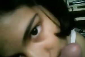 Raven haired hussy with massive melons is giving me a flawless oral pleasure